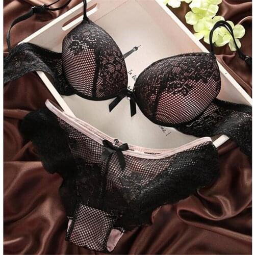 6 Colors Brassiere Set Sexy Lace Bra Sets Comfortable Underwear Set Solid Crop Top Female Lingerie For Women Underwire Push Up
