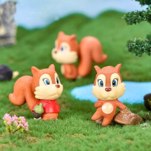 6pc Cute Squirrel Animal Pvc Craft Figurine Decoration Miniature Garden Fairy Ornament DIY Accessory