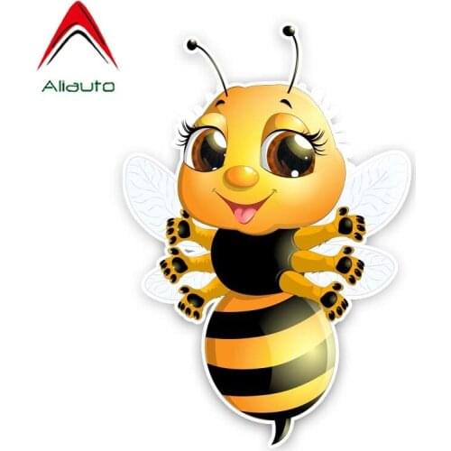 Aliauto Funny Car Sticker A Bee with Six Hands Cartoon Decal Accessories PVC for Volkswagen Polo Ford BMW Audi.14CM*10CM