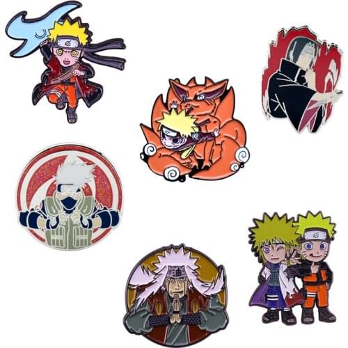 Narutoed Uchiha Madara Hyuga anime action figure prefect quality metal brooch children gifts home decoration