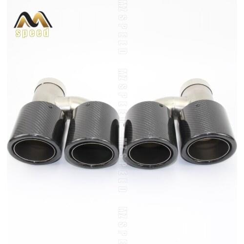 Car styling Modified exhaust pipe muffler tail throat 304 stainless steel and carbon fiber double outlet tail pipe