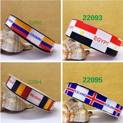 Free shipping 50 yard cartoon flag printed grosgrain ribbon 22096