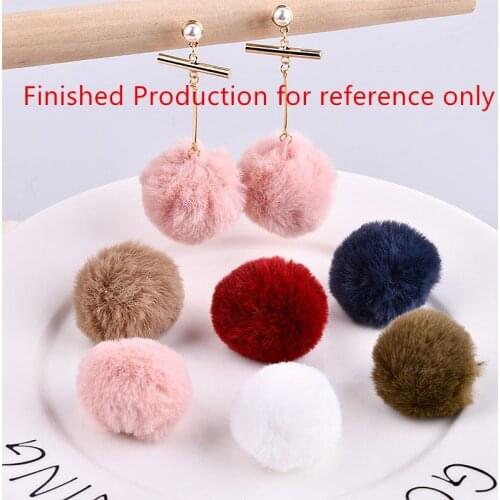 Diy jewelry making 30pcs/lot 35mm colour fur decoration fashion rounds balls shape handmade beads fit earring/garment pendants