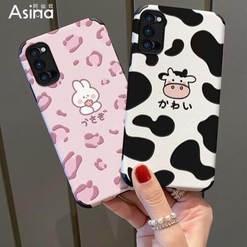 ASINA Imitation Lambskin Case For OPPO Reno 2 3 4 5 Pro Cute Cartoon Silicone Cover Bumper For Realme X7 Find X3 X2 Pro Fundas