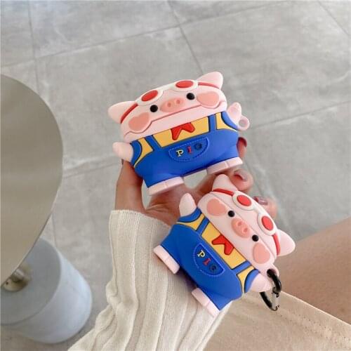 For AirPods 2 3 Pro 3D Cute Cartoon Pink Bib Pig Silicone Earphone Case Charge Box soft Wireless Bluetooth Earphone Protect Cove