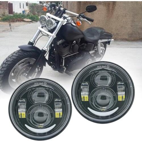 For Dyna Fat Bob Black 4.65 inch Motor Style Head Lights for FXDF Dyna Fatbob Led Motor Projector