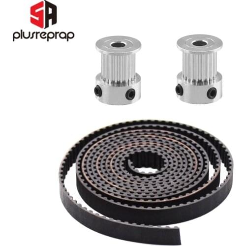 GT2-10mm Open Timing Belt 10mm Width GT2 Fiberglass Belt Rubber 2 Meters with 2 Pulley 5mm Bore 20 Teeth 3D Printer Parts