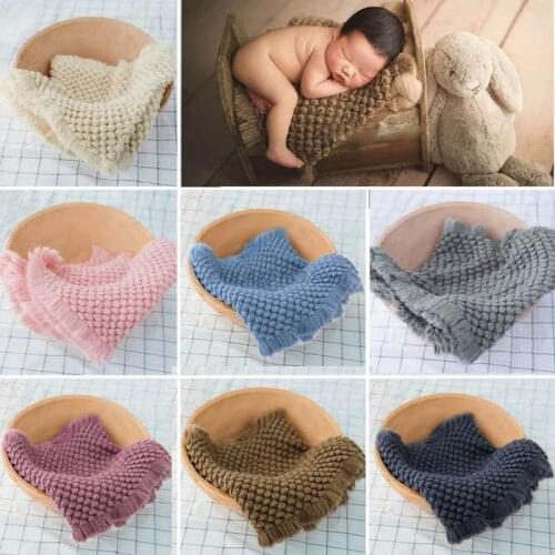 Cotton Wool Crochet Baby Blanket Newborn Photography Props Shooting Basket Filler Chunky Knit Pad