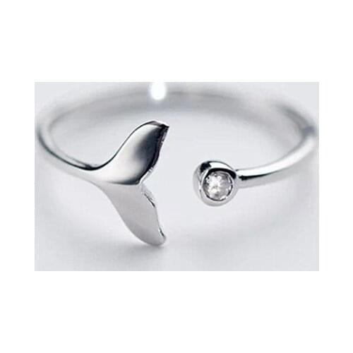 Cute Silver Color Whale Tail Adjustable Rings for Women Girl Wedding Engagement Fashion Jewelry 2019 New