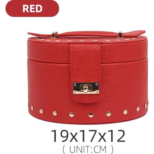 Red Pu Leather High Capacity Jewelry Display Storage Box For Ring Earring Pendent Bracelet Showcase Jewellery Holder Portable