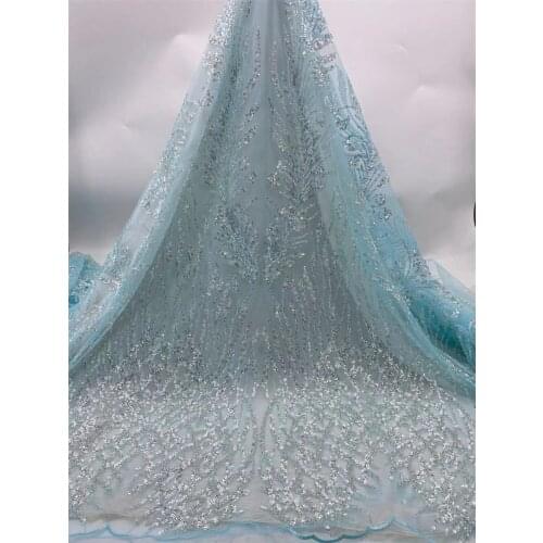 XIYA Beaded Lace Fabric High Quality African Lace Fabric Handmade Beads Lace Fabric for Bridal Material French Net Lace NI5249