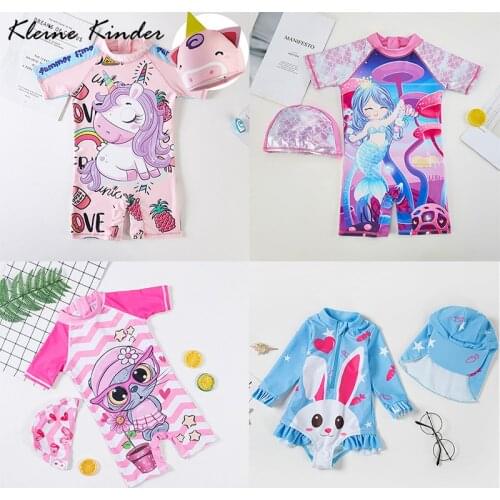 1-7 Years Toddler Baby Girls Swimwear New 2021 Mermaid Unicorn Kitten Swimsuit for Girls One Piece Kids Beach Wear Bathing Suit