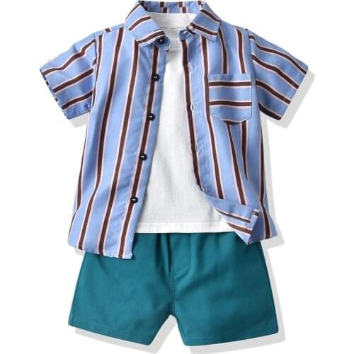 Summer Boys Clothes Baby Outfit Set Tshirt Shorts Top Suit Newborn 3 Pieces Party Birthday Dresses 6 9 18 24M Children Clothing