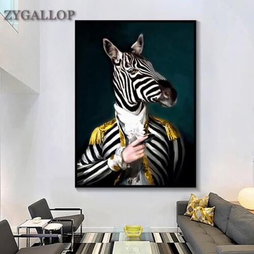 Horse Gentleman Canvas Wall Art Animal Cosplay Oil Painting Print Poster Modern Bedroom Wall Decor Creativity Decorative Picture