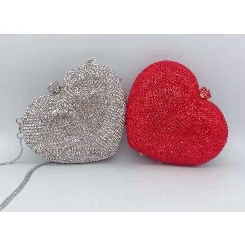 Best Designer Red/Silver Crystal Evening Clutch Purse Luxury Diamond Women Small Phone Case Bag Elegant Lady Party Prom Clutches