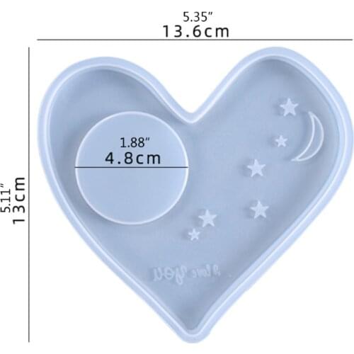 Love Heart Star Coaster Epoxy Resin Mold Candlestick Pad Mat Tray Silicone Mould 97QE