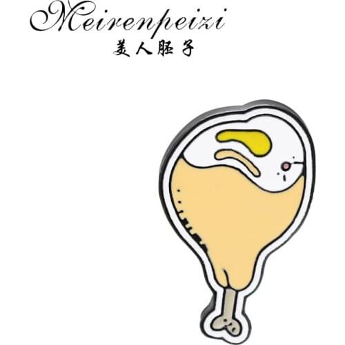 Meirenpeizi Brooches & pins Chicken leg Fast food brooches Food jewelry Clothes hat decoration brooches button pin