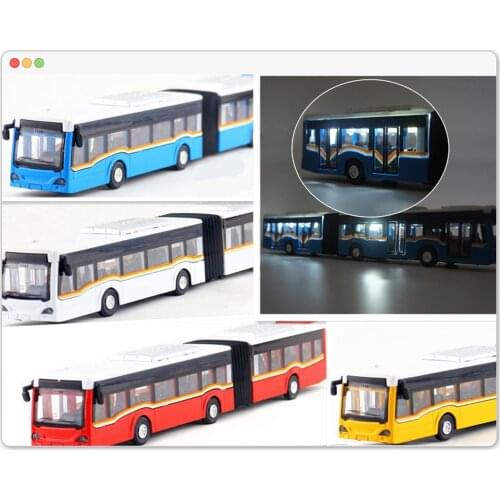 Alloy Pull Back Double Bus High Simulation City Bus Model Toy Vehicles Metal Diecasts Flashing & Musical Toy Car Childrens Gift