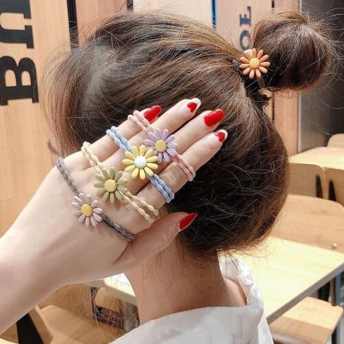 Fashion Hot Selling New Arrival Acrylic Flowers Animals Cartons Hair High Elastic Hair Rope Girls Kids Hair Rings Headpiece Gift