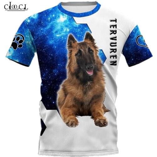 CLOOCL Belgian Tervuren Dog Mens Fashion T-shirt 3D Printed Harajuku Style Clothing Pet Dog Short Sleeve Tees Tops