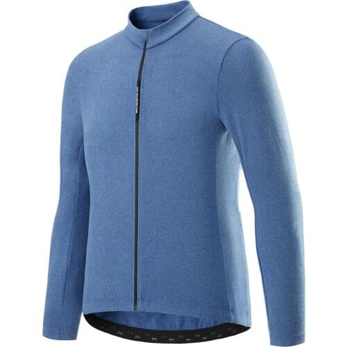 MY KILOMETRE Mens Cycling Thermal Jersey Gravel Fleece Winter Bike Jacket with Rear Pockets Long Sleeve Running Jacket