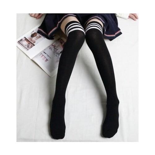 1 Pair Girls Student School Socks Fashion Cotton sock Casual Thigh High Over Knee High Socks Girls Womens Female Long Knee Sock