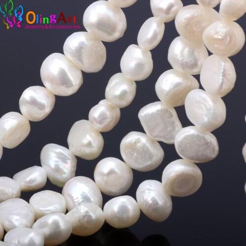 OlingArt between 7-8MM 1string Natural pearl irregular oval beads DIY Bracelet earrings choker Jewelry Making
