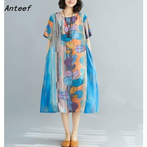 Short sleeve plus size chiffon vintage floral dresses for women casual loose long summer sun dress elegant clothes 2021 sundress