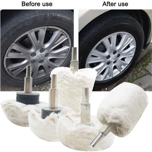 5Pcs/set Car Polishing Buffing Wheel Plish Pads Mop Drill Kit Waxed Cotton Cloth wheel For Aluminum Stainless