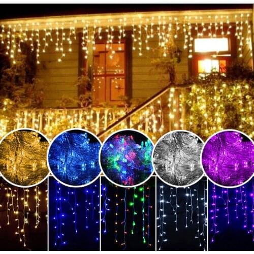 Christmas Garland Led Curtain Icicle String Lights Christmas Lights Outdoor Luces Xmas Lamp Fairy Light Wedding Decoracion 220V