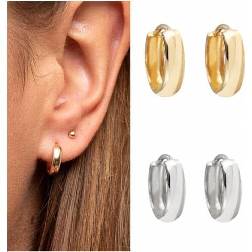 925 Sterling Silver Ear Buckle Punk Hoop Earrings for Women Rock Small Simple Round Circle Huggies Earrings Party Jewelry