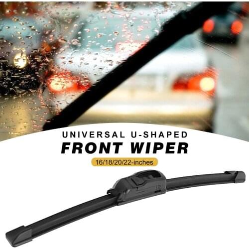 New Universal U-Type Car Wiper Blade 16"18"20"22" U Hook Windscreen Windshield Rubber Hybrid Auto Wipers 180 degree Scrape angle