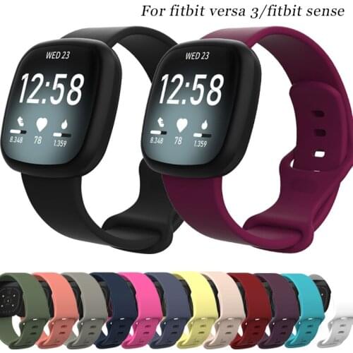 L/S Silicone Band for Fitbit Versa 3 Smart Watch Double color Waterproof Women Men Wristband Replacement for Fitbit Sense strap