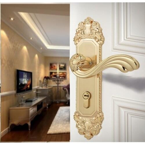 Modern fashion brushed gold Indoor mute door lock retro style bronze bedroom bookroom solid wooden door lock