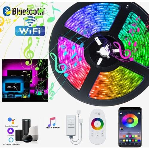 LED Strip Lights RBG DC12V 5050 Diode Flexible Ribbon Bluetooth WIFI Smart Controller Tape Home Decor Decoration Background Lamp