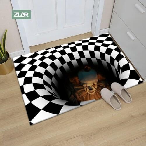 3D Halloween Carpet Clown Trap Visual Carpet Living Room Bedroom Floor Mat Sewer Manhole Cover Clown Horror Home Carpet