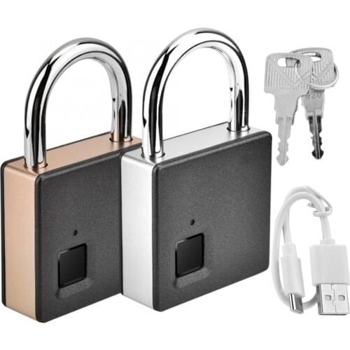 Smart Door Lock Metal Fingerprint Door Lock Padlock Stainless Steel Biometric Portable Outdoor Padlock Dustproof Waterproof Lock
