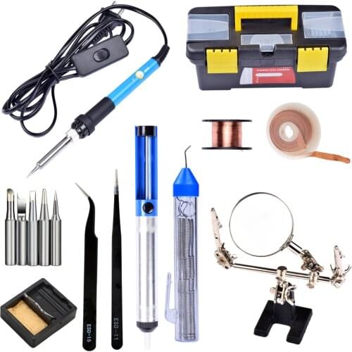 Magnifying Welding Tool Kit 3 In 1 Soldering Solder Iron Stand Holder Electric irons Kit Adjustable Temperature 110v 220v 60w