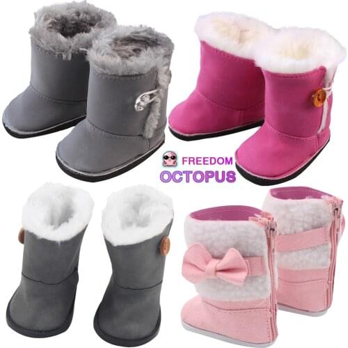 18 Inch Doll High Top Snow Boots Plush Shoes Accessories For 43cm Baby American Russia Our Generation Dolls Girls Gift