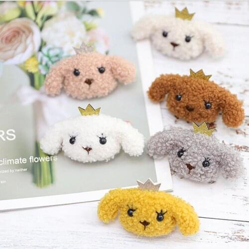 20pcs ins Fashion Cute Stuffed Dog Hairpins Glitter Tiaras Animal Dog Head Hair Clips Princess Headwear Girls Hair Accessories