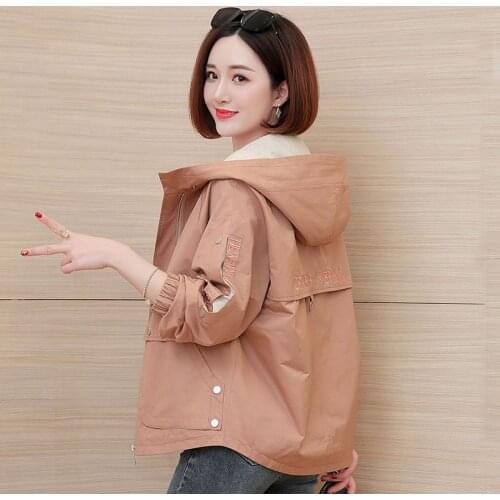 New Arrival Plus Size Women Coat Hooded Jacket Long Sleeve Zipper Pockets Casual Loose Windbreaker Basic Jackets Short Outerwear