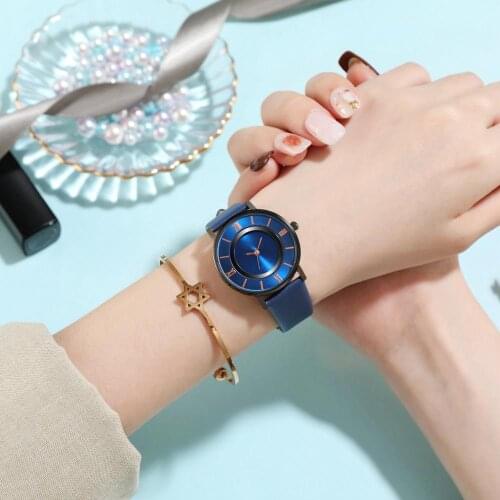 Women Simple 3D Double Layer Dial Roman Numerals Quartz Watch Wristwatch Gift