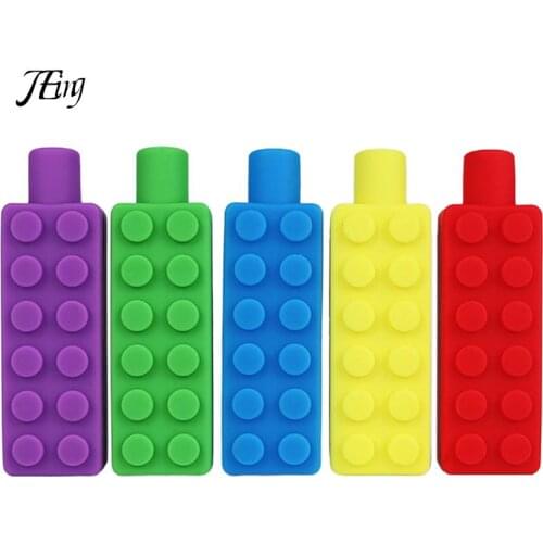 Chewable Pencil Topper Bite Silicone Teether Pencil Cap Sensory Toy For Kids Children Autism ADHD Chewing Teether