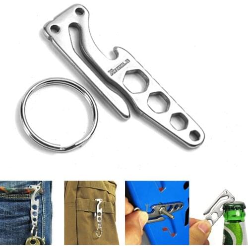 1PC Stainless Steel Hang Buckle Fast Hook Portable Backpack Clip Keychain Key Chain Ring Wrenches Screwdriver Opener EDC Tool