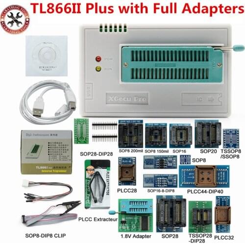 100% Original Newest TL866II Plus Universal Programmer High speed Programmer with Full Adapters + SPI +test Clip PIC Bios