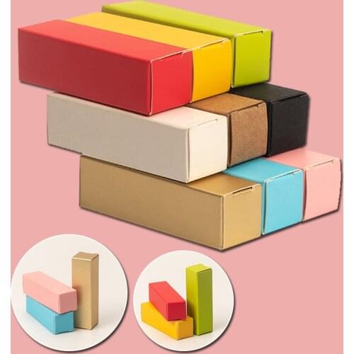 20pcs Kraft Paper Lipstick Box Colorful Tube Cardboard Packaging Box For Perfume Bottle Cosmetic Sample Box Gift Package