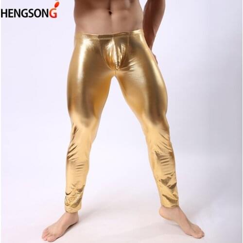 2020 Fashion Mens Performance Pant Slim Pencil Pant Black Faux Leather Leggings Trousers Men Sexy Leggings