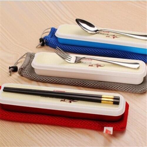 3Pcs/Set Stainless Steel Tableware Suit Spoon Fork Chopsticks Portable Tableware Suit Travel Outdoor Dinnerware Set