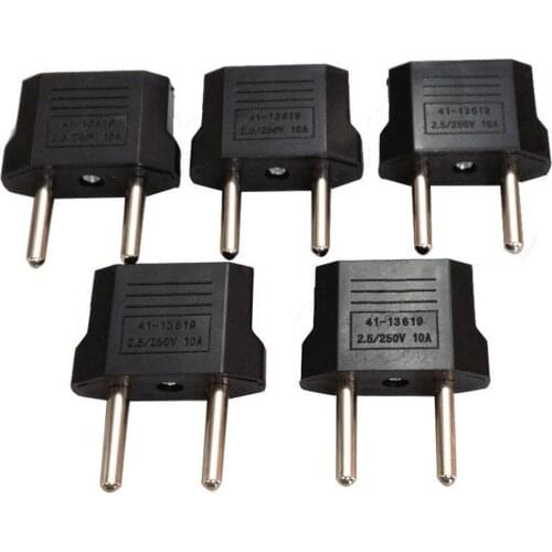 5PCS/Lot US to EU Plug Power Converter Round Pin Socket Travel Adapter