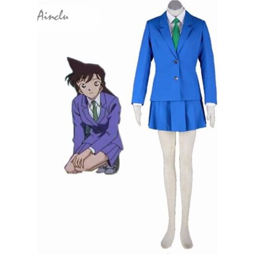 Ainclu Customized New Kid and Adult Costume Detective Conan Mouri Ran Halloween Cosplay Costume School Uniform For Free Shipping